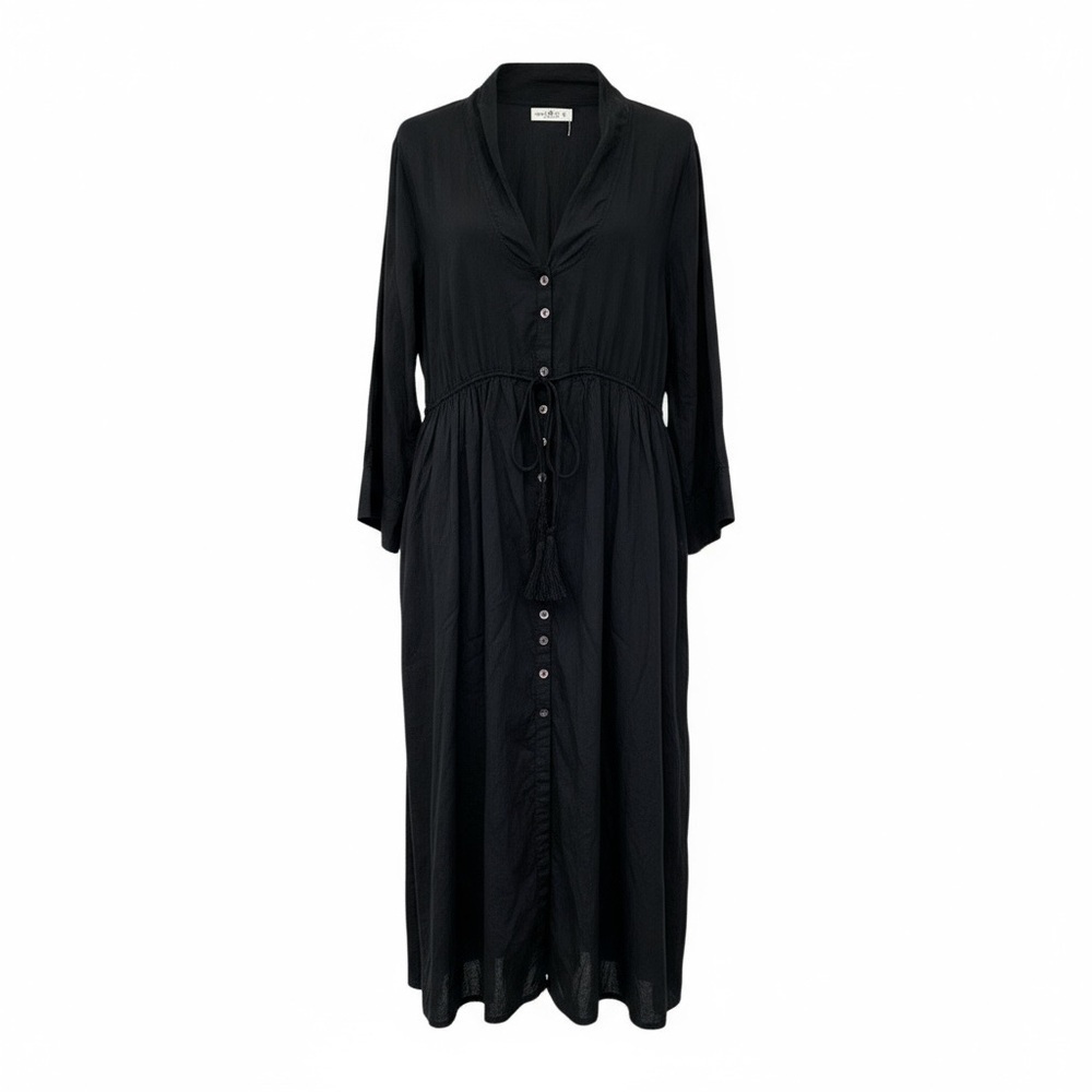 Natural Life 100% Organic Cotton Long Sleeve Dress - Size Medium - Black